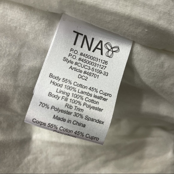 TNA, Blue, Bomber Jacket, Leather Hood, Size Large - Picture 3 of 7